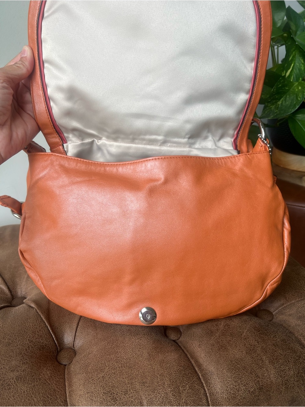 Coach Ali Leather Hobo Bag In The Color Tangerine Style 13652 - Picture 8 of 15